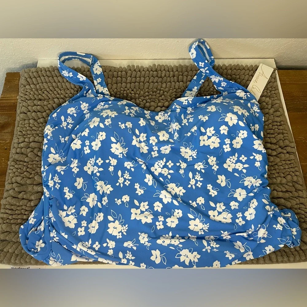 Anne Cole Square Neck Front Shirred One Piece NWT Size 22W - Picture 10 of 13